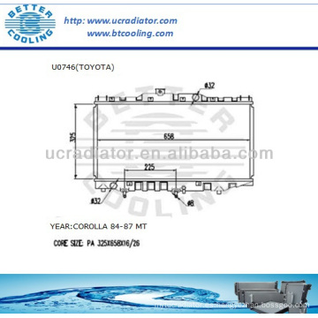 Radiador automático para TOYOTA COROLLA 84-87 1.6L L4 MT OEM: 1640015190